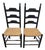 Vintage Primitive Ladder Back Chairs With Handwoven Rush Seats – Pair For Sale