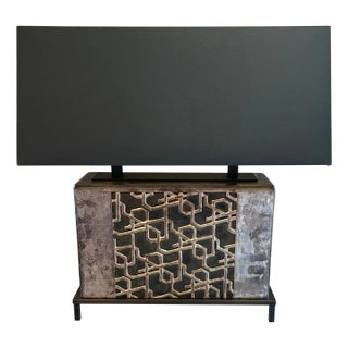 Baker Abstract Modern Silver Finished Embassy Table Lamp For Sale