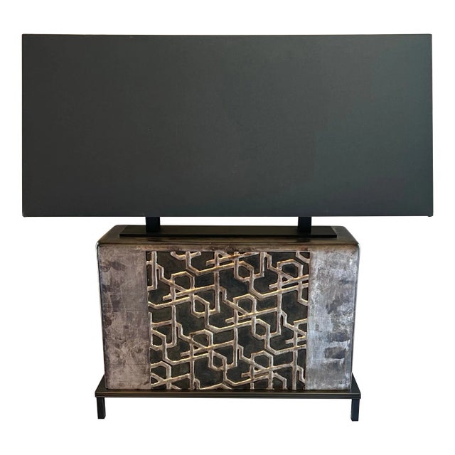 Baker Abstract Modern Silver Finished Embassy Table Lamp For Sale