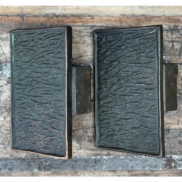 Elevate your architectural entry with this exceptional pair of Mid-Century Modern Brutalist door handles. Expertly cast in...