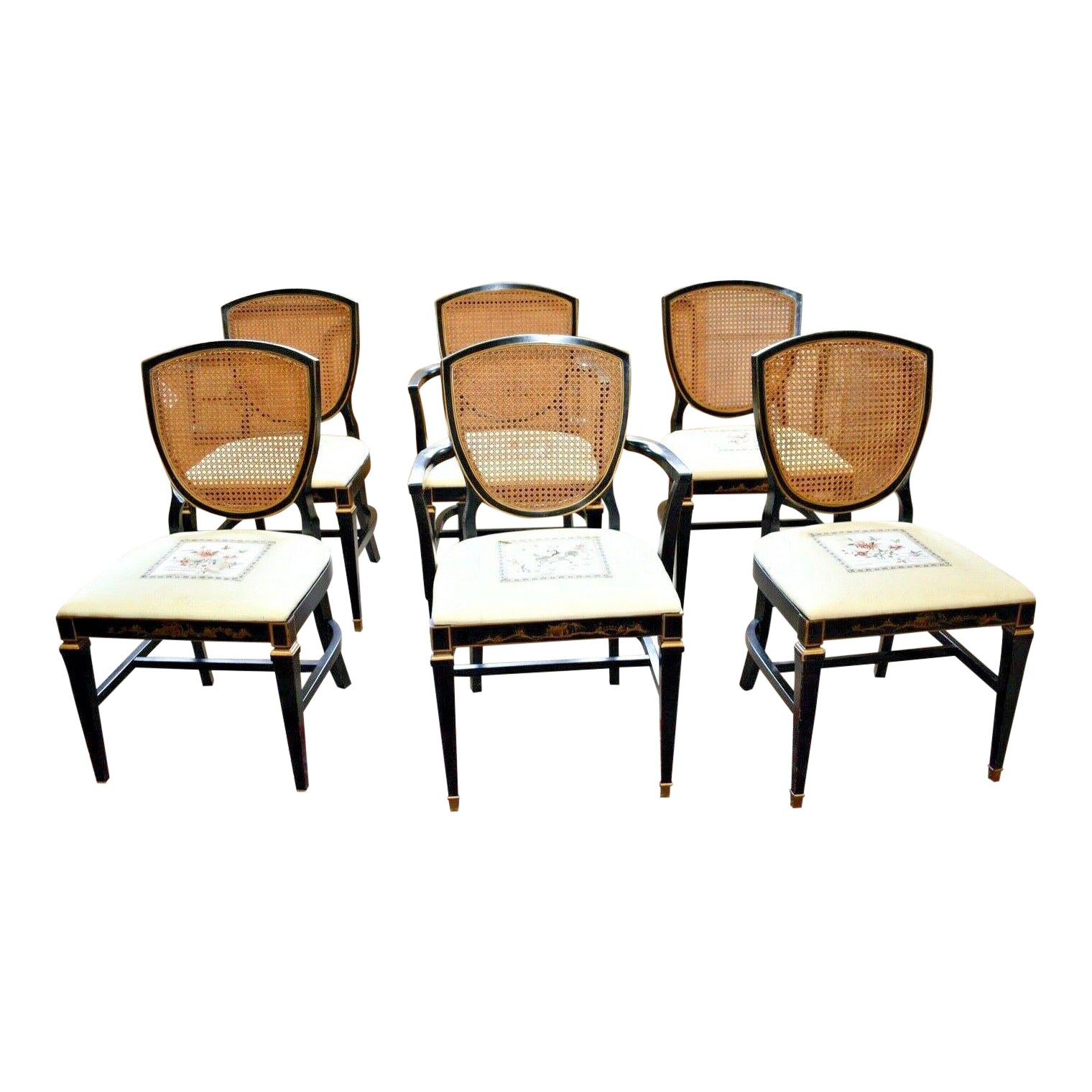 Vintageasian Inspired Dining Room Chairs By Burns Case Goods Set