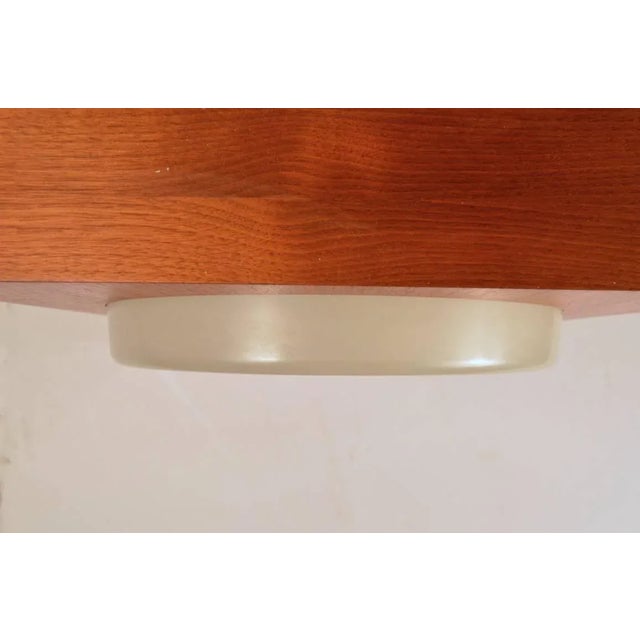 1950s Minimalist Chandelier in Wood, Brass and Glass For Sale - Image 5 of 11