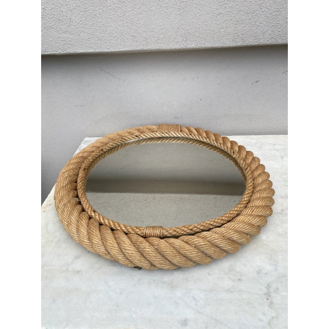 Adrien Audoux and Frida Minet Midcentury Round Rope Mirror Adrien Audoux and Frida Minet For Sale - Image 4 of 7