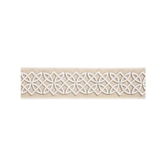 Transitional Sample, Scalamandre Celtic Embroidered Tape, Linen Fabric For Sale - Image 3 of 3