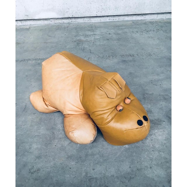 Leather Hippo Hippopotamus Footstool, 1970s For Sale - Image 12 of 16