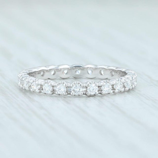 Modern New 0.51ctw Diamond Eternity Ring 18k White Gold Size 6 Wedding Stackable Band For Sale - Image 3 of 7
