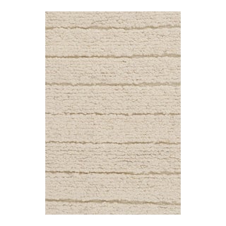 Rug & Kilim’s Textural Kilim Rug in Cream and White High-Low Stripes For Sale