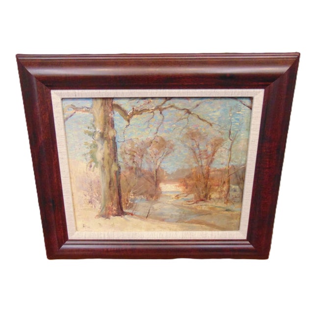 Antique Oil Painting "Murray Pond Outside Stockbridge" by Robert Woodberry 17Wx14H Framed For Sale In Greenville, SC - Image 6 of 10