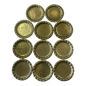 Hammered Faux Bamboo Rim Brass Coasters or Salt Cellars.