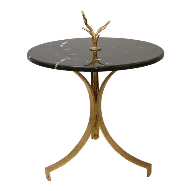 1998 Contemporary Forged and Gilt Gold Steel and Black Marble Occasional Table by Maurice Beane Studios For Sale