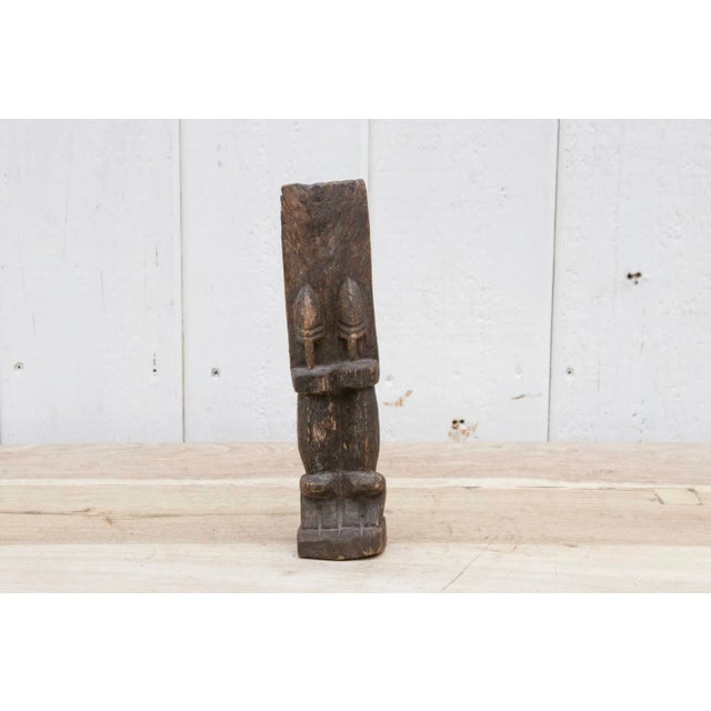 Brown Small African Double Sided Carved Figure For Sale - Image 8 of 8