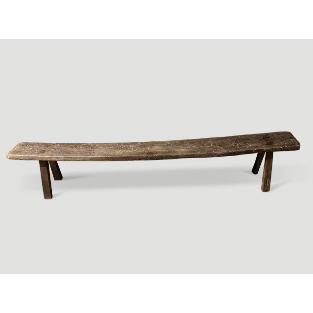 2010s Andrianna Shamaris Wabi Sabi Long Teak Wood Bench For Sale - Image 5 of 5