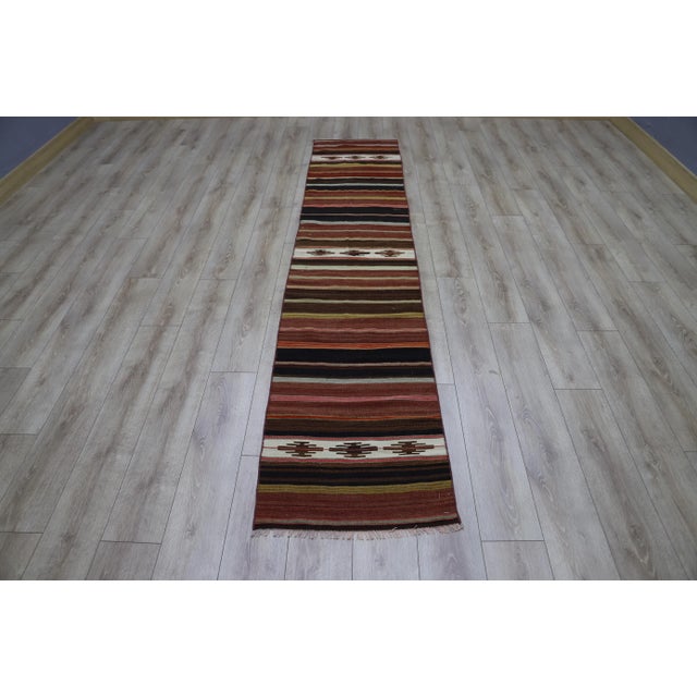 1980s Southwestern Red Striped Runner Kelim For Sale - Image 9 of 9