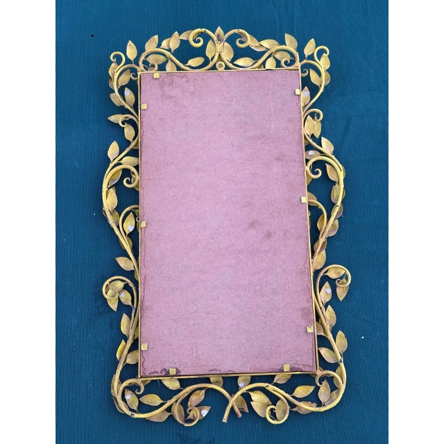 Mid Century Yellow Italian Tole Leaf Mirror For Sale - Image 4 of 8