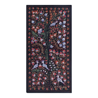 Silk Suzani Tapestry With Tree of Life Design, Animal Pictorial Suzani Wall Decor For Sale