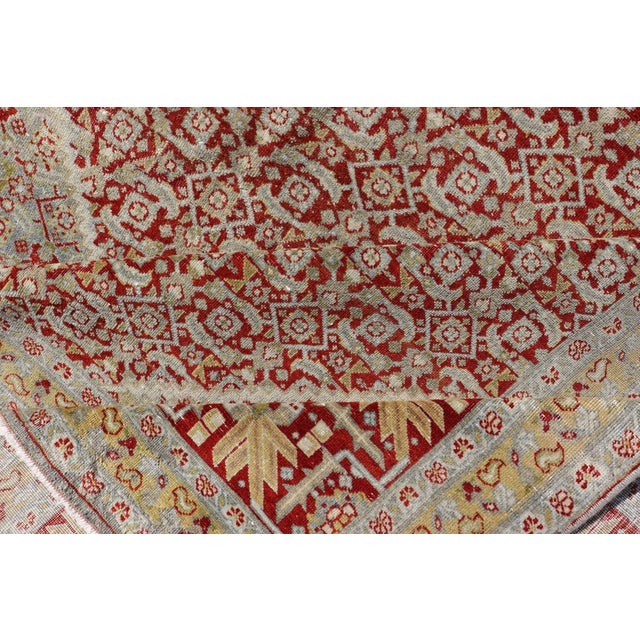 Antique Persian Tabriz Distressed Rug With Geometric Diamond Design For Sale - Image 12 of 13