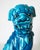 Vintage. C.1935-50's (Japan) Ceramic Porcelain Cerulean Blue Glazed Foo Dogs - Pair For Sale - Image 10 of 18