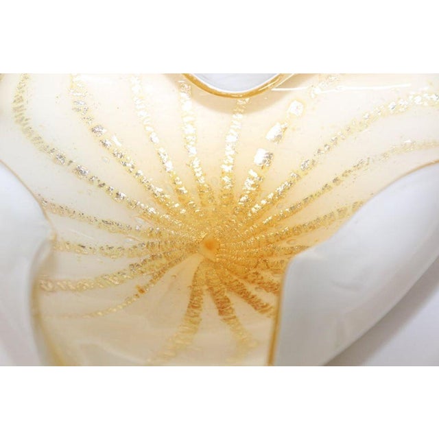Alfredo Barbini Murano Gold Aventurine Art Glass Bowl Flower Form Italy 1950s For Sale - Image 9 of 18