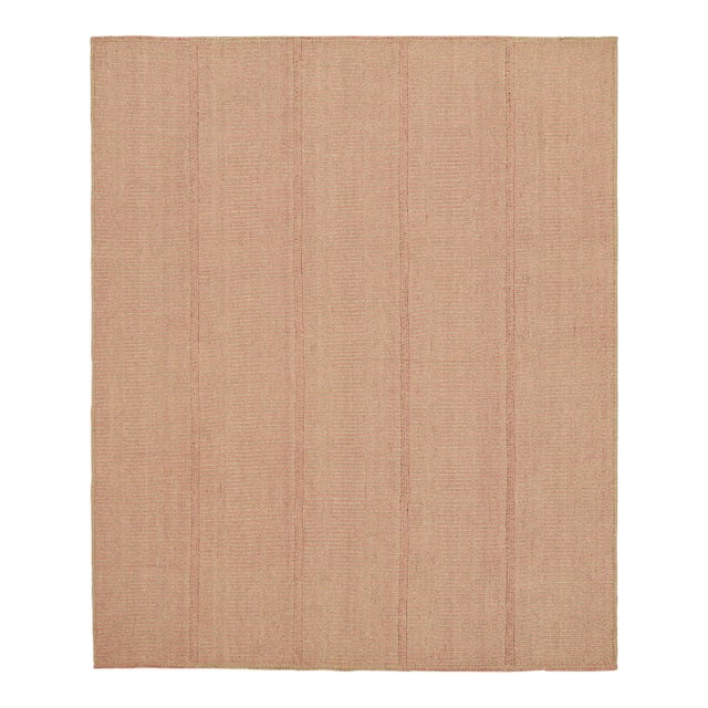 Rug & Kilim’s Contemporary Kilim in Pink and Beige Textural Stripes For Sale