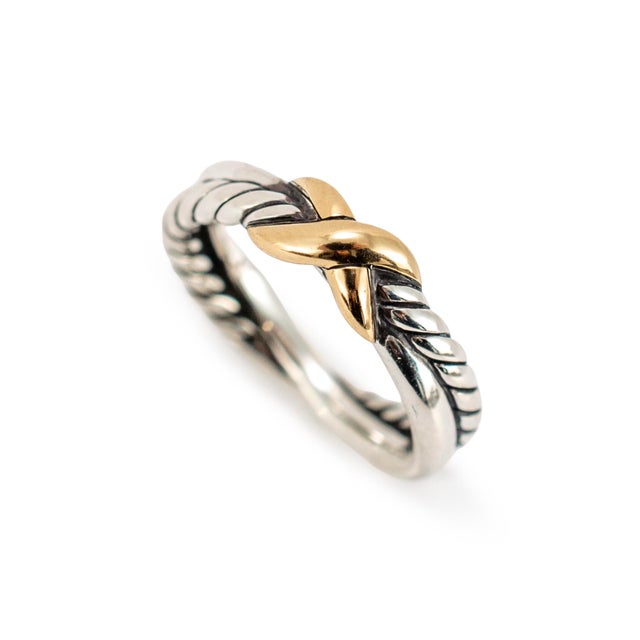Brand: David Yurman Gender: Ladies Metal Type: 925 Silver & 18K Yellow Gold Ring Size: 4 Width: 4.00 mm Weight: 3.25 grams...