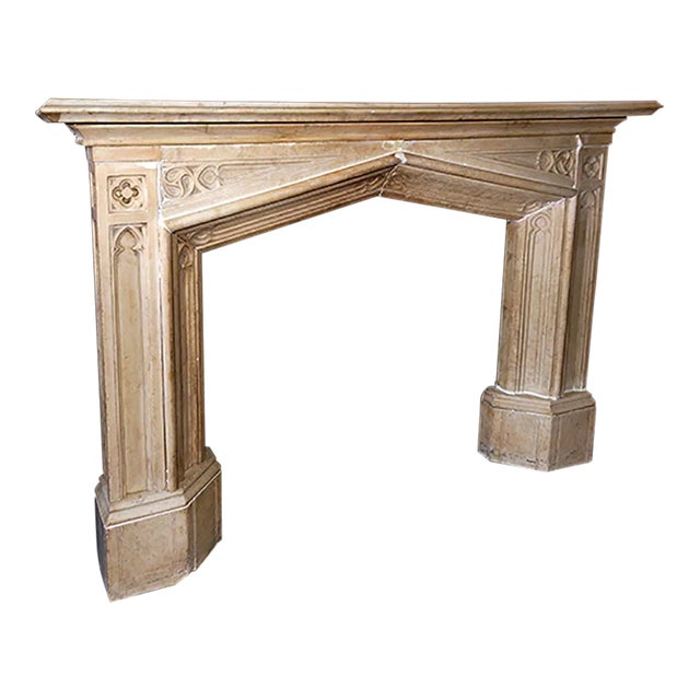 Antique Marble Gothic Revival Style Mantel For Sale