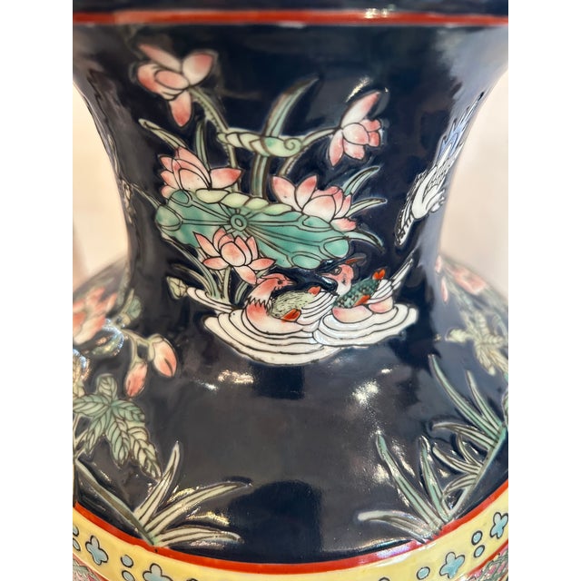 Black 1950s Monumental Chinoiserie Famille Noir Style Pair of Table Lamps by Frederick Cooper - a Pair For Sale - Image 8 of 18
