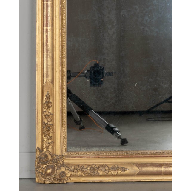 19th Century Louis Philippe Gilded Mirror, French Antique Floral Decor, Circa 1880 For Sale - Image 5 of 9