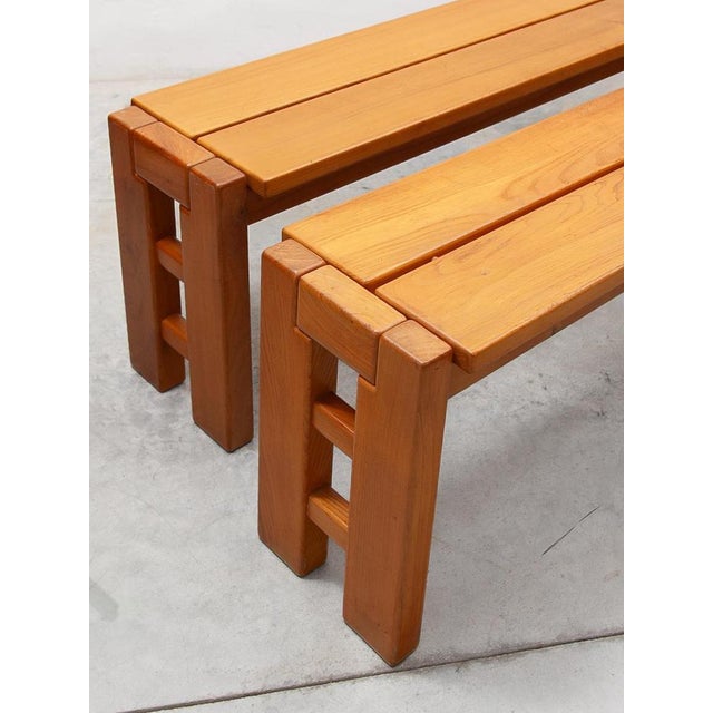 Wood Large Midcentury Modern French Bench, 1970s For Sale - Image 7 of 10
