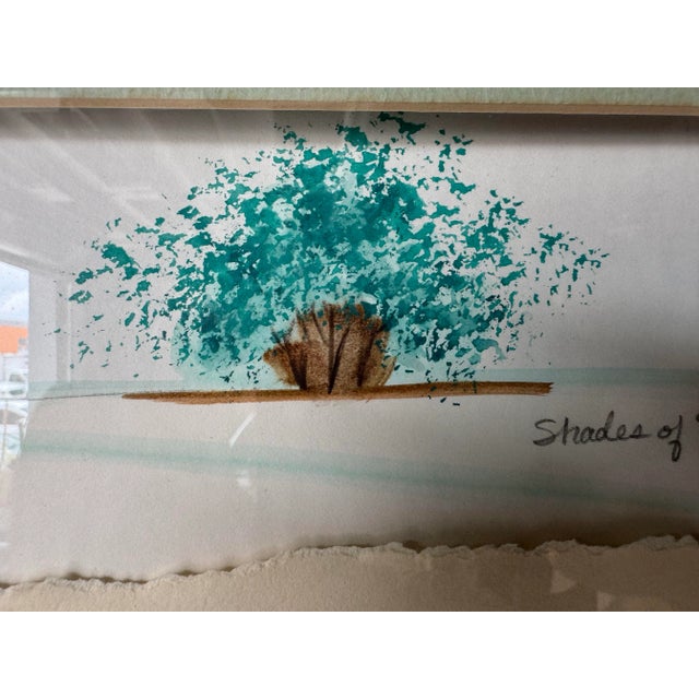 1980’s Vintage “Shades of Evening” Mixed Media Collage Landscape Painting by Okaty For Sale - Image 10 of 12