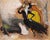 Smoking Lady by Nadezda | Oil on panel Woman in black dress smoking with a cat nearby. For Sale