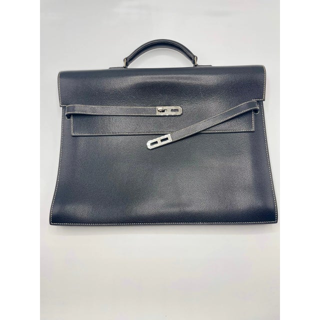 2000 - 2009 Hermès Kelly Depeche Black Epsom38cm For Sale - Image 5 of 12