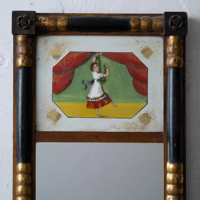 Traditional A Federal Eglomise Mirror, 19th Century For Sale - Image 3 of 5