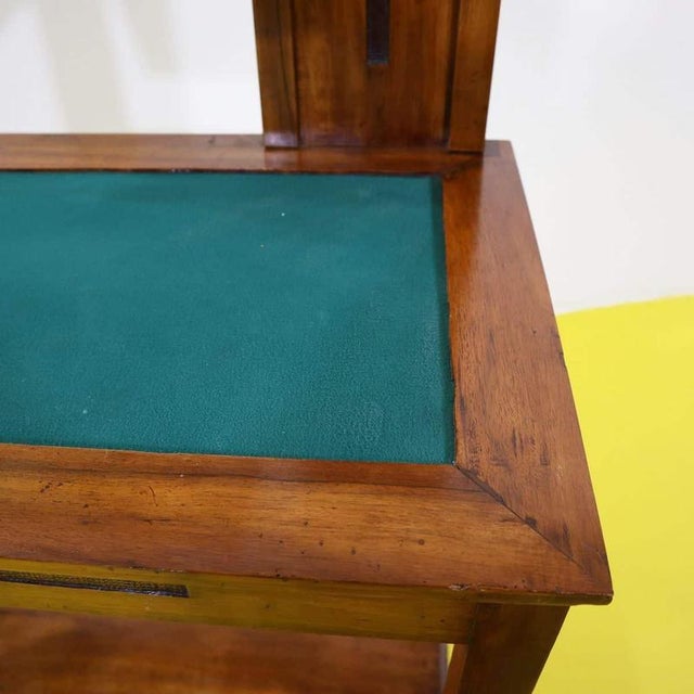 2000 - 2009 Wooden Vanity Table with Mirror and Green Fabric Top For Sale - Image 5 of 14