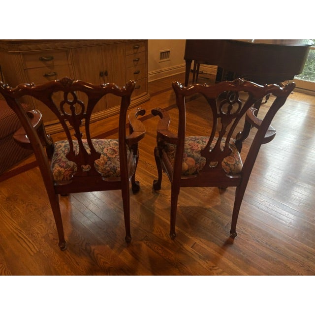 Hand Carved Mahogany Chairs For Sale - Image 9 of 12
