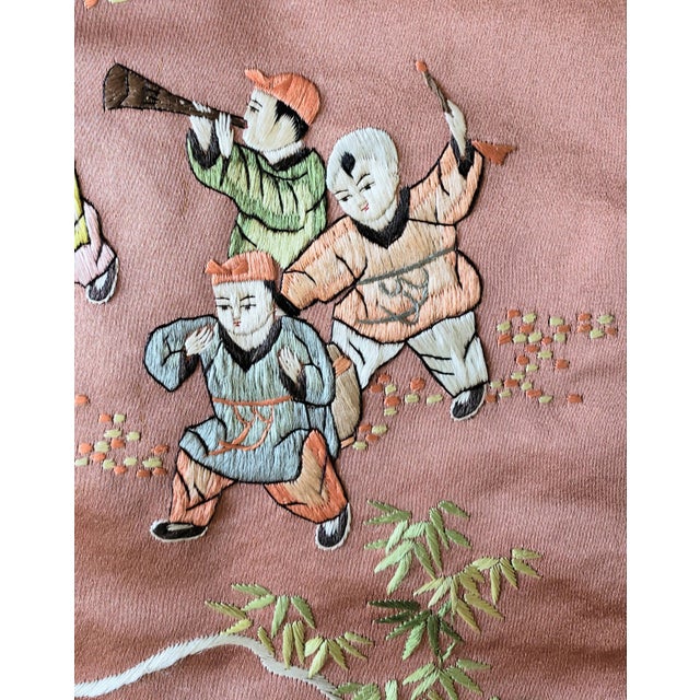 Textile Mid-Century Chinese Gold Couched Silk Embroidery Panel - Santa Barbara Estate For Sale - Image 7 of 8