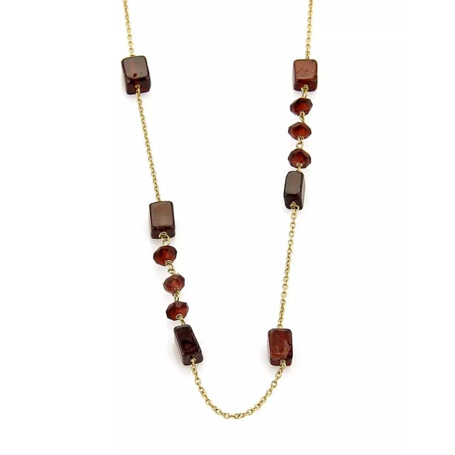 Late 20th Century Garnet 18k Yellow Gold Long Chain Necklace 28" For Sale - Image 5 of 10
