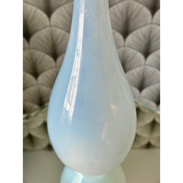Glass Vintage Mid-Century Modern Italian Empoli White Opaline Glass Decanter Genie Bottle For Sale - Image 7 of 12
