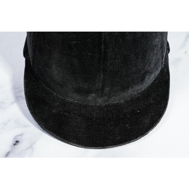 English English Vintage Black Velvet Horse Riding Helmet Equestrian Decorative Home Decor Prop For Sale - Image 3 of 11