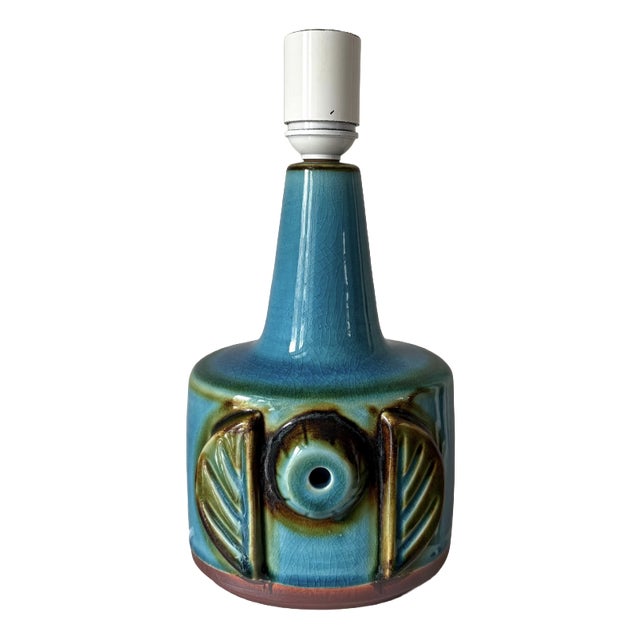 Vintage Ceramic Table Lamp with Turquoise Glaze by Einar Johansen for Søholm, 1960s For Sale