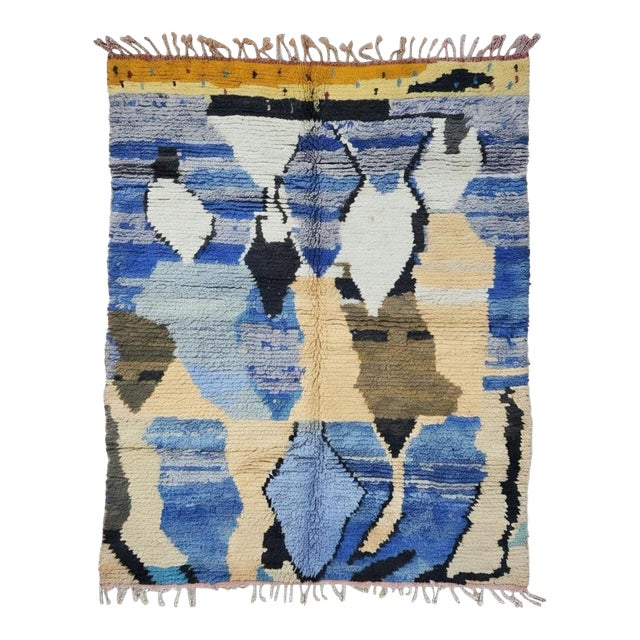 Abstract Moroccan Wool Rug - 8.5 X 6.9 Ft For Sale