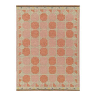 Scandinavian Style Kilim Rug in Pink, Greige Geometric Pattern by Rug & Kilim 6x9 For Sale