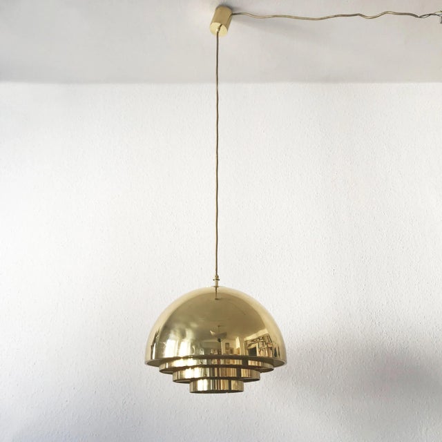 Mid-Century Modern Brass Dome Pendant Lamp from Vereinigte Werkstätten For Sale - Image 11 of 11