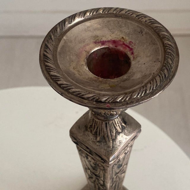 Victorian Silver-Plated Metal Candlesticks, Set of 2 For Sale - Image 13 of 14