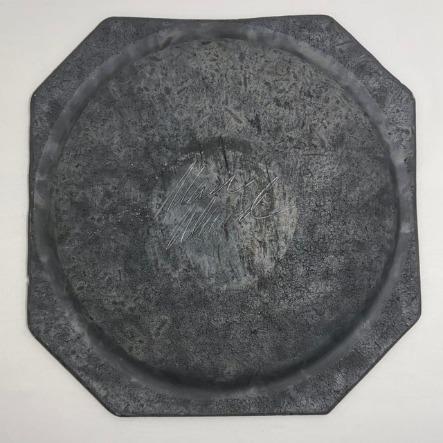 Vintage Marc Ward Signed Raku Pottery Octagonal Platter For Sale - Image 4 of 5