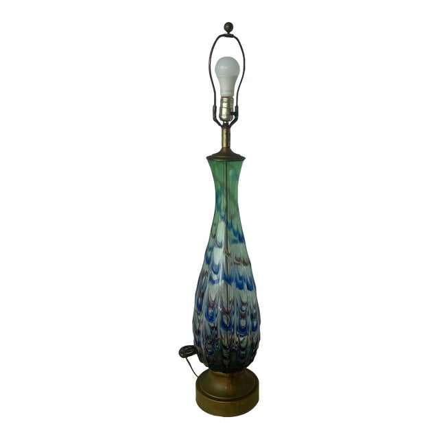 Murano Vintage Blue Venetian Glass Drip Loop Lamp For Sale