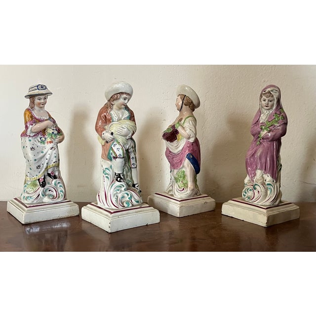 Antique 18th Century James Neale & Co. Staffordshire Pearlware Four Season Figures of Spring, Summer, Autumn & Winter Circa 1780 - a Set of 4 For Sale - Image 12 of 12