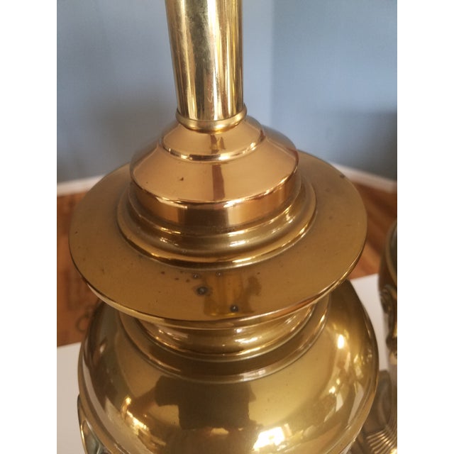Metal Vintage Brass Lamps With Rams Head Motif - a Pair For Sale - Image 7 of 13
