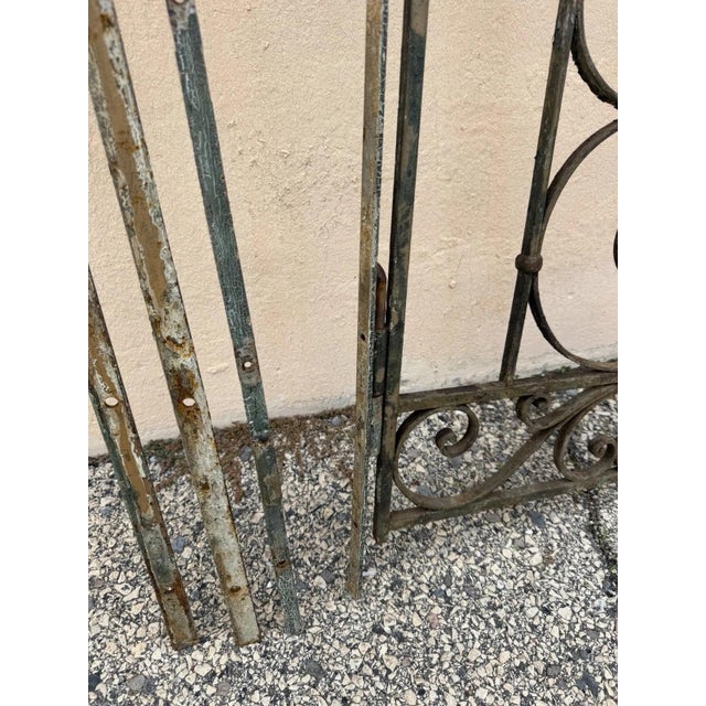Antique Spanish Renaissance Scrolling Wrought Iron 57 X 45 Garden Entry Gate Set For Sale - Image 18 of 18