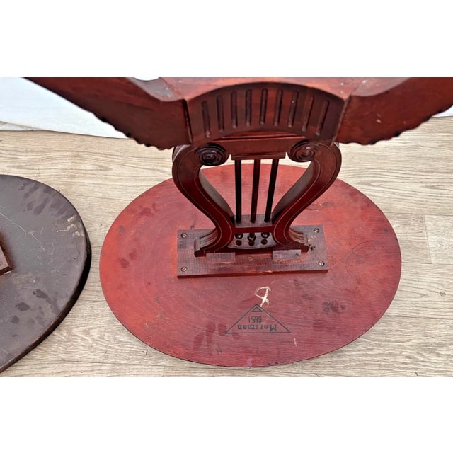 Vintage Mersman Accent Oval Side Tables, Lyre Harp Base, Mahogany Set of Two For Sale - Image 17 of 18