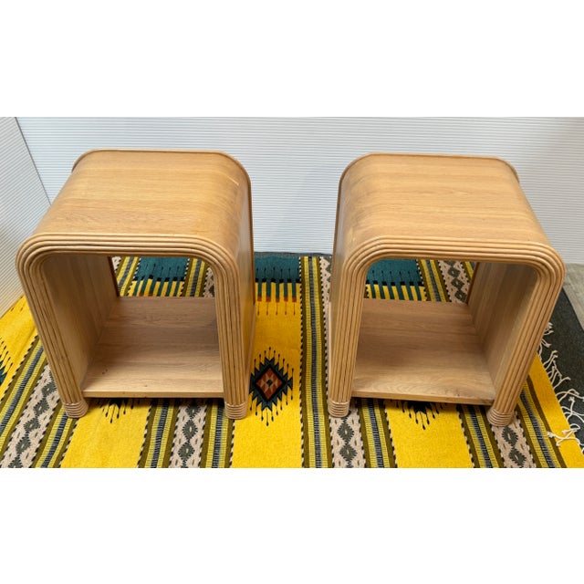 Contemporary Häti Home Waterfall Oak Nightstands, Pair For Sale - Image 3 of 14